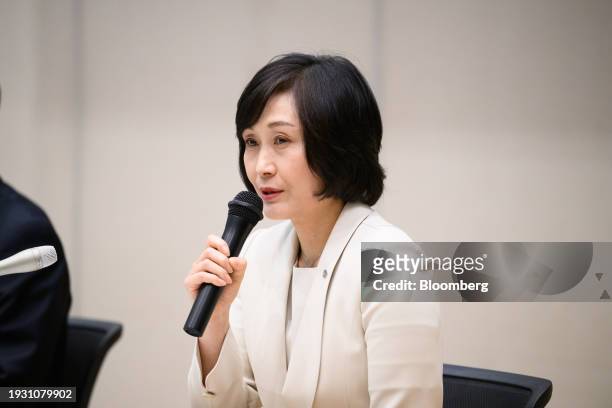 Mitsuko Tottori, incoming president of Japan Airlines Co., during a news conference in Tokyo, Japan, on Wednesday, Jan. 17, 2024. Japan Airlines is...