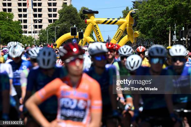 Peloton detailed view prior to the 8th Santos Women's Tour Down Under 2024, Stage 3 a 93.4km stage from Adelaide to Willunga Hill 370m / #UCIWWT / on...