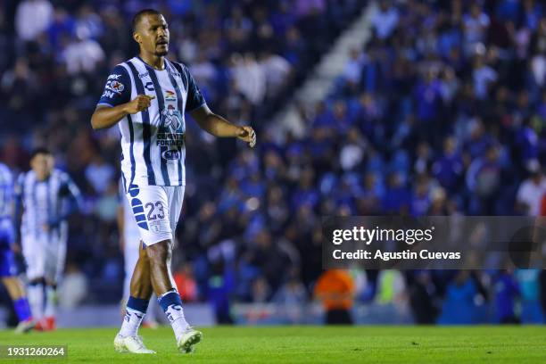 Jose Salomon Rondon of Pachuca celebrates after the 1st round match between Cruz Azul and Pachuca as part of the Torneo Clausura 2024 at Estadio...