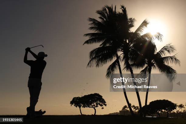 Cameron Davis of Australia plays his shot from the 17th tee during the third round of the Sony Open in Hawaii at Waialae Country Club on January 13,...