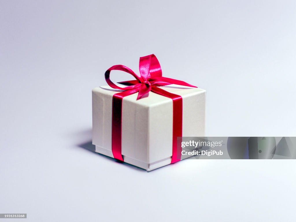 Minimalist Gift Box with Red Ribbon
