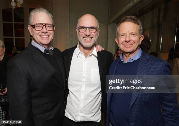 Gregory McKnight, Jesse Armstrong and Jeremy Zimmer attend UTA's 75th Primetime Emmy Awards "Succession" Celebration at Spago on January 12, 2024 in...