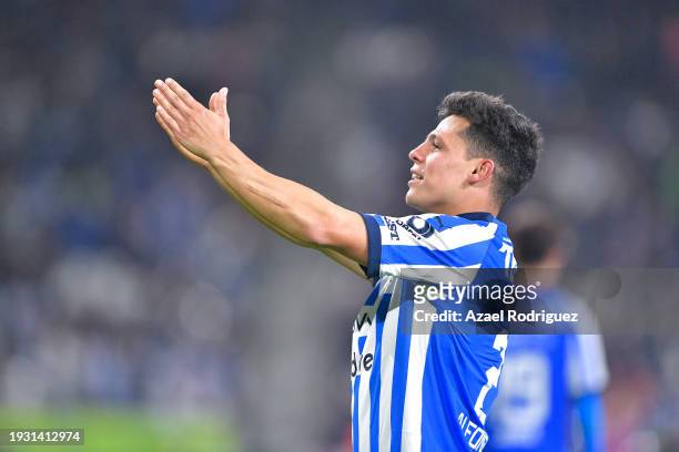 Arturo González of Monterrey celebrates after scoring the team's first goal during the 1st round match between Monterrey and Puebla as part of the...