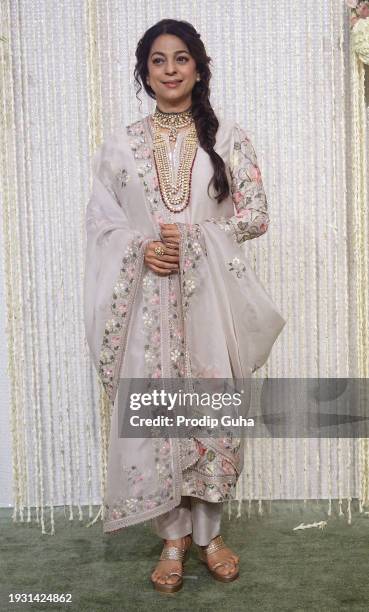 Juhi Chawla attends the Nupur Shikhare and Ira Khan wedding reception on January 13, 2024 in Mumbai, India