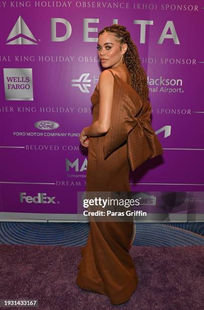 Andra Day attends the 2024 Beloved Community Awards at Hyatt Regency Atlanta on January 13, 2024 in Atlanta, Georgia. Formerly known as the Salute...