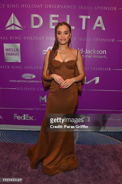 Andra Day attends the 2024 Beloved Community Awards at Hyatt Regency Atlanta on January 13, 2024 in Atlanta, Georgia. Formerly known as the Salute...