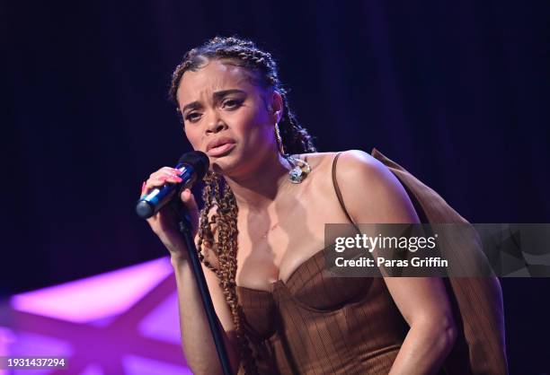 Andra Day performs onstage during the 2024 Beloved Community Awards at Hyatt Regency Atlanta on January 13, 2024 in Atlanta, Georgia. Formerly known...