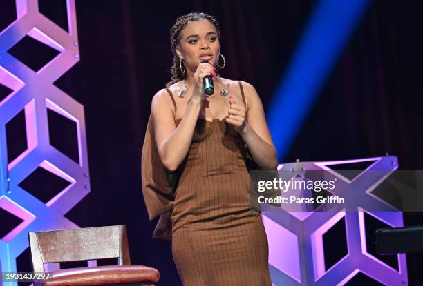 Andra Day performs onstage during the 2024 Beloved Community Awards at Hyatt Regency Atlanta on January 13, 2024 in Atlanta, Georgia. Formerly known...