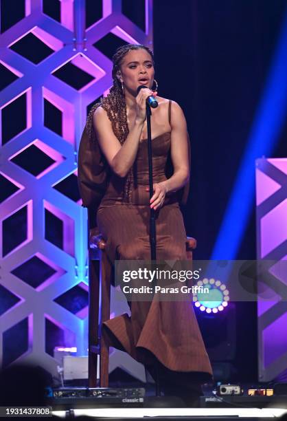 Andra Day performs onstage during the 2024 Beloved Community Awards at Hyatt Regency Atlanta on January 13, 2024 in Atlanta, Georgia. Formerly known...