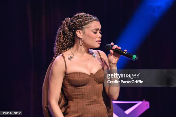 Andra Day performs onstage during the 2024 Beloved Community Awards at Hyatt Regency Atlanta on January 13, 2024 in Atlanta, Georgia. Formerly known...