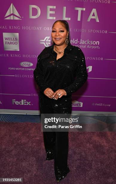 Trina Braxton attends the 2024 Beloved Community Awards at Hyatt Regency Atlanta on January 13, 2024 in Atlanta, Georgia. Formerly known as the...