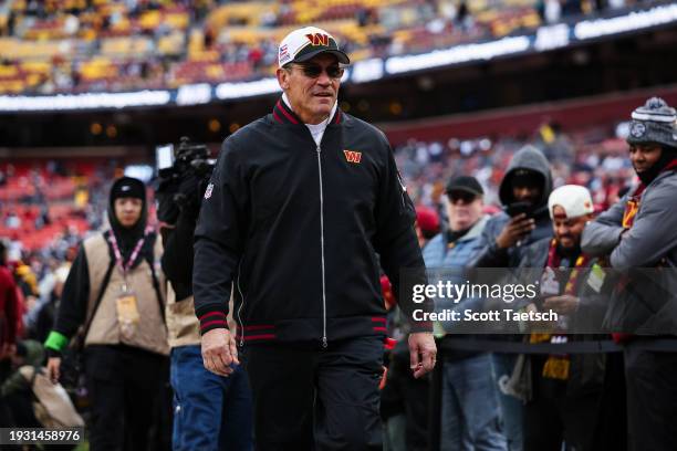 Head coach Ron Rivera of the Washington Commanders looks on before the game against the Dallas Cowboys at FedExField on January 7, 2024 in Landover,...