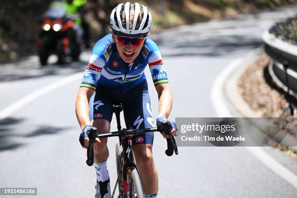 Sarah Gigante of Australia and AG Insurance - Soudal Team attacks at Willunga Hill to win the 8th Santos Women's Tour Down Under 2024, Stage 3 a...