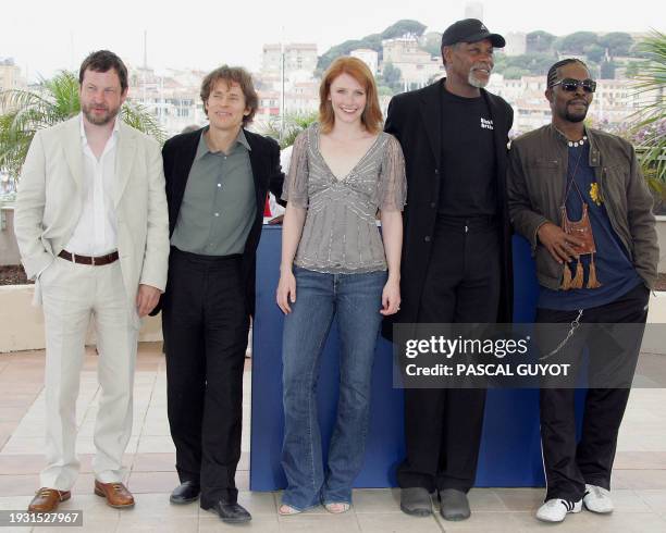 Danish director Lars von Trier, US actors Willem Dafoe, Bryce Dallas Howard , Danny Glover and Ivorian-born actor Isaach De Bankole pose during a...