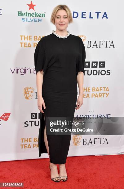Greta Gerwig attends The 2024 BAFTA Tea Party at The Maybourne Beverly Hills on January 13, 2024 in Beverly Hills, California.