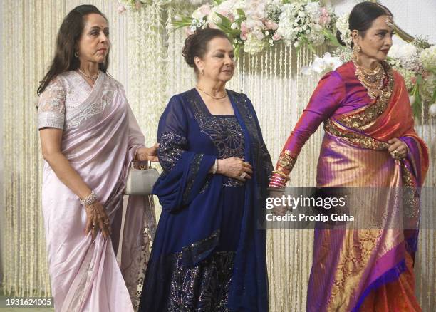 Aamir Khan attends the Nupur Shikhare and Ira Khan wedding reception on January 13, 2024 in Mumbai, India.