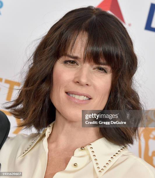 Neve Campbell attends The 2024 BAFTA Tea Party at The Maybourne Beverly Hills on January 13, 2024 in Beverly Hills, California.