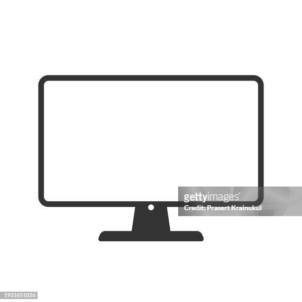 tv or monitor vector icon, monitor icon. - text vector stock pictures, royalty-free photos & images