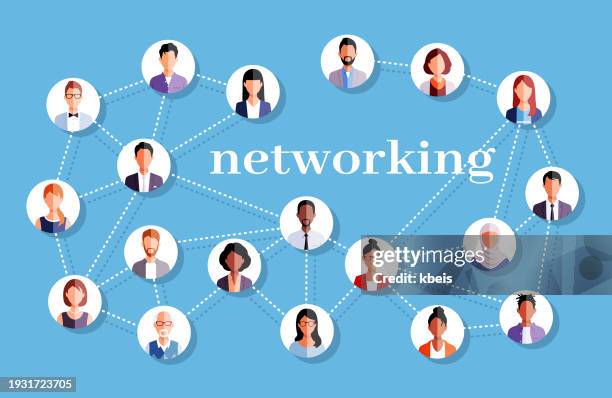 networking- internet and social media - conference event stock illustrations