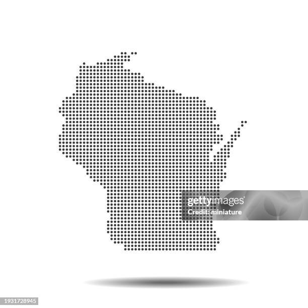 wisconsin map - wisconsin state stock illustrations
