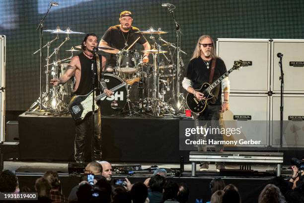 Gavin Rossdale, Nik Hughes and Jerry Cantrell of the band Bush perform at the 2024 iHeartRadio ALTer EGO at Honda Center on January 13, 2024 in...