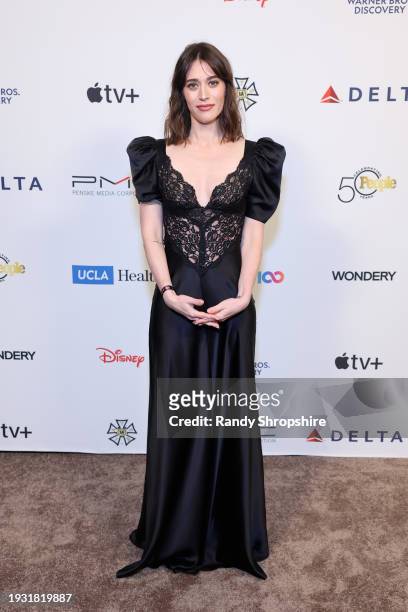 Lizzy Caplan attends MPTF's 17th Annual Evening Before at Pacific Design Center on January 13, 2024 in West Hollywood, California.