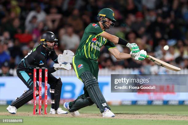 Shaheen Shah Afridi, captain of Pakistan batting during game two of the Twenty20 series between New Zealand and Pakistan at Seddon Park on January...
