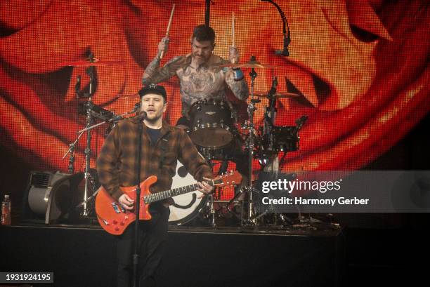 Patrick Stump and Andy Hurley of the band Fall Out Boy perform at the 2024 iHeartRadio ALTer EGO at Honda Center on January 13, 2024 in Anaheim,...