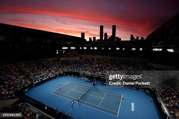 General view of Margaret Court Arena in the round one singles match between Frances Tiafoe of the United States and Borna Coric of Croatia during day...