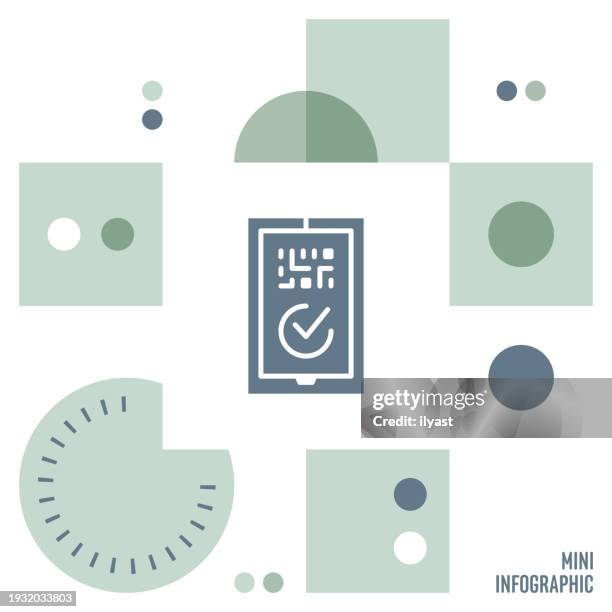 qr code mini infographic design - quality control approved stock illustrations