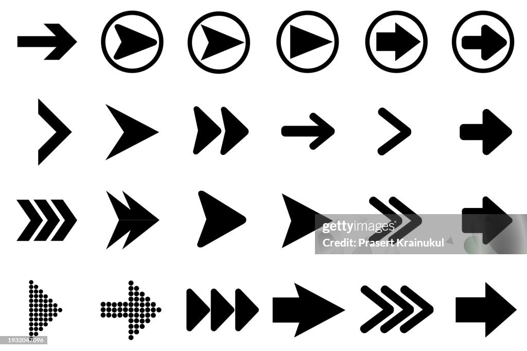 Set of arrows vector black isolated white blackground .arrow vector icon collection arrow vector.