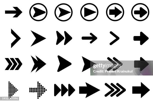 set of arrows vector black isolated white blackground .arrow vector icon collection arrow vector. - pil bildbanksfoton och bilder
