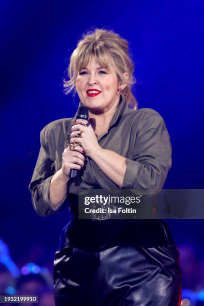 Irish singer Maite Kelly performs during the Schlagerchampions Das grosse Fest der Besten at Velodrom on January 13, 2024 in Berlin, Germany.