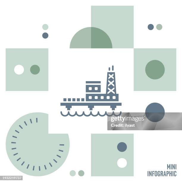 offshore mini infographic design - offshore platform drilling rig stock illustrations