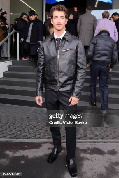 Manu Rios arrives at the Prada fashion show during the Milan Menswear Fall/Winter 2024-2025 on January 14, 2024 in Milan, Italy.