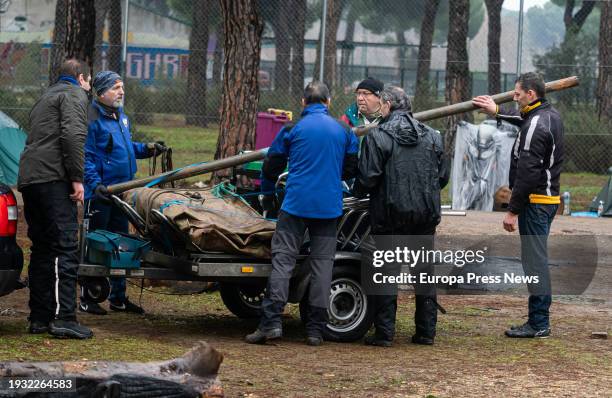 Several people collect after the presentation of the Pinguinos de Oro awards at Pinguinos 2024, on January 14 in Valladolid, Castilla y Leon, Spain....