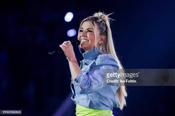Swiss singer Beatrice Egli performs during the Schlagerchampions Das grosse Fest der Besten at Velodrom on January 13, 2024 in Berlin, Germany.