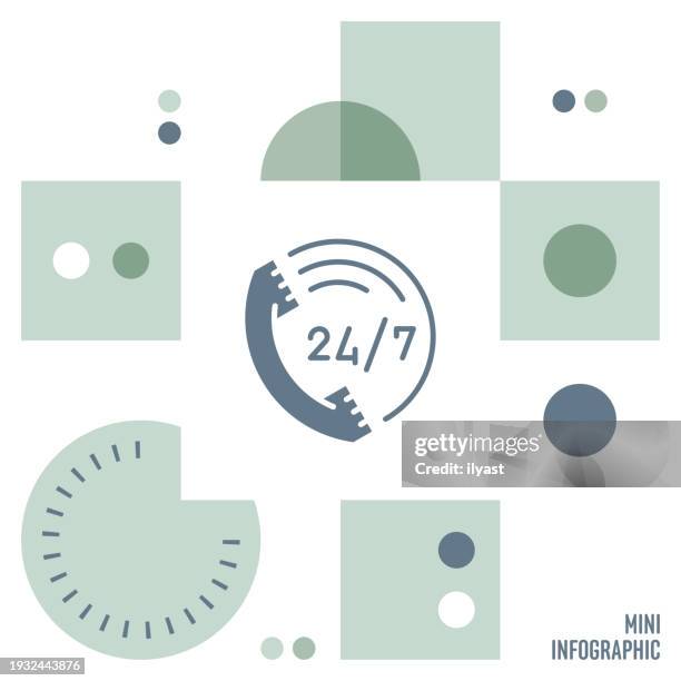 24/7 mini infographic design - supply demand graph stock illustrations