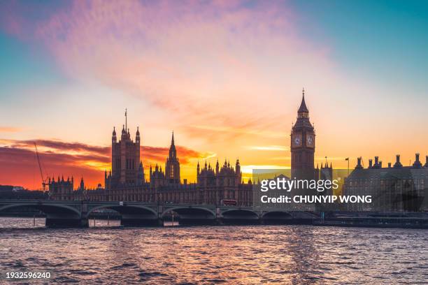view of big ben and house of parliament, london - westminster bank stock pictures, royalty-free photos & images