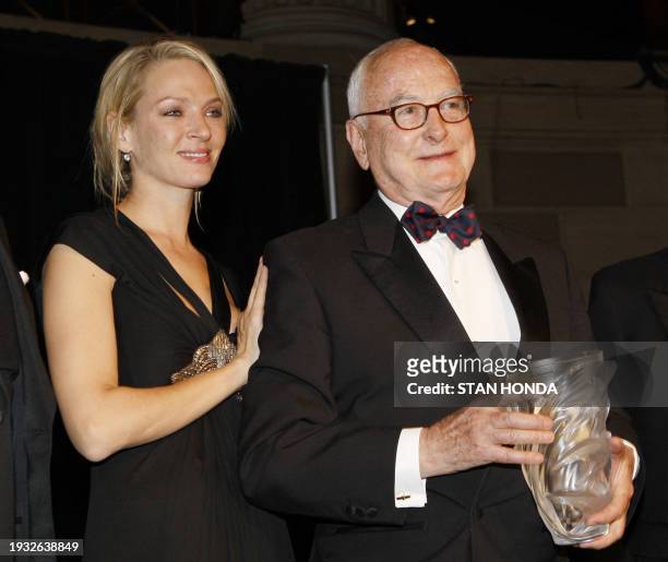 Actress Uma Thurman after presenting director James Ivory with the 2007 Trophée des Arts 27 November 2007 in New York. The annual gala by the French...