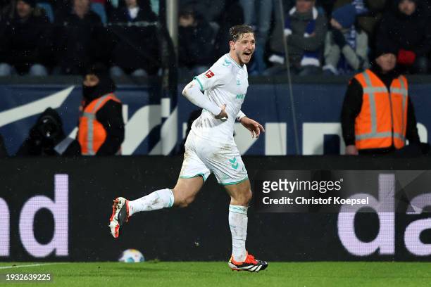 Niklas Stark of Werder Bremen celebrates after scoring their team's first goal during the Bundesliga match between VfL Bochum 1848 and SV Werder...