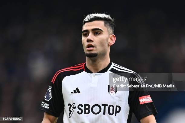 Andreas Pereira of Fulham FC looks on during the Premier League match between Chelsea FC and Fulham FC at Stamford Bridge on January 13, 2024 in...