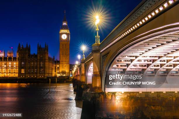 london at night westminster bridge thames river england - old national centre stock pictures, royalty-free photos & images