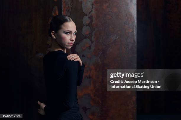 Nina Pinzarrone of Belgium poses for a portrait photo during the ISU European Figure Skating Championships at Zalgirio Arena on January 14, 2024 in...