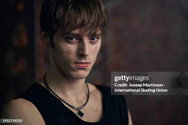 Aleksandr Selevko of Estonia poses for a portrait photo during the ISU European Figure Skating Championships at Zalgirio Arena on January 14, 2024 in...