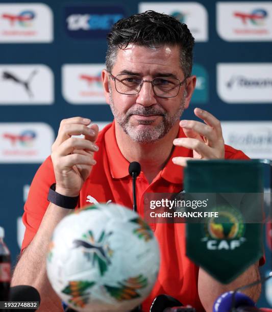 Egypt's Portuguese head coach Rui Vitoria gives a press conference at the palais de la Culture in Abidjan on January 17, 2024 on the eve of the 2024...