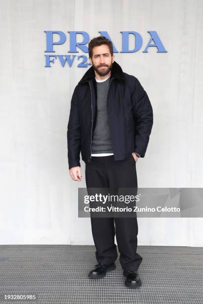 Jake Gyllenhaal attends the Prada Fall/Winter 2024 Menswear Fashion Show on January 14, 2024 in Milan, Italy.