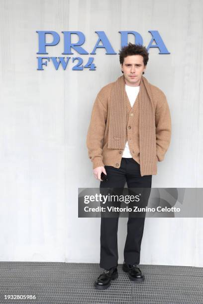 Brooklyn Peltz Beckham attends the Prada Fall/Winter 2024 Menswear Fashion Show on January 14, 2024 in Milan, Italy.