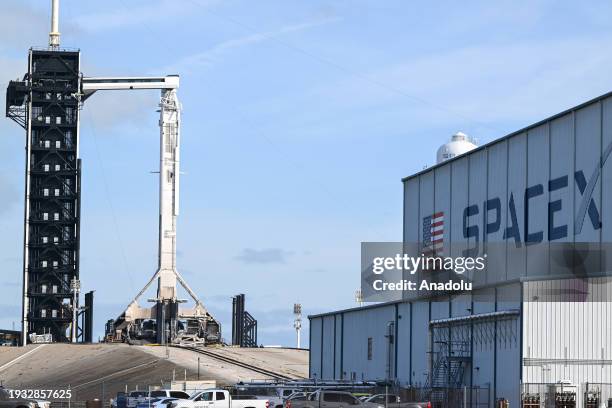 SpaceX Falcon 9 rocket carrying the Dragon spacecraft sits at pad 39A at the Kennedy Space Center ahead of the blast off to the International Space...