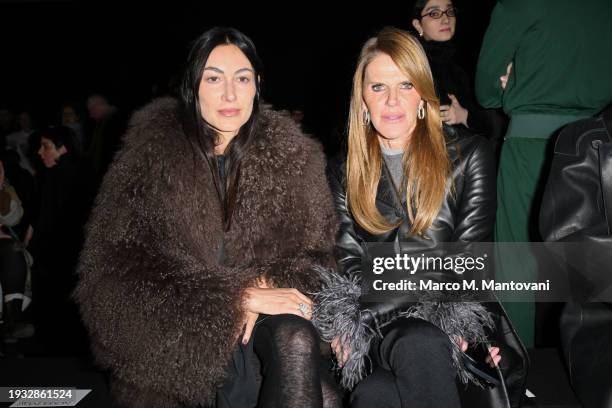 Giorgia Tordini and Anna Dello Russo attend the JW Anderson fashion show during the Milan Menswear Fall/Winter 2024-2025 on January 14, 2024 in...
